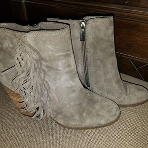 Suede fringe ankle booties